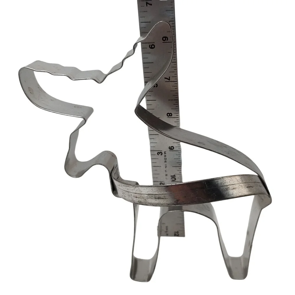Large Vintage Cookie Cutters Snowflake Moose Hand House with Handles Set of Four